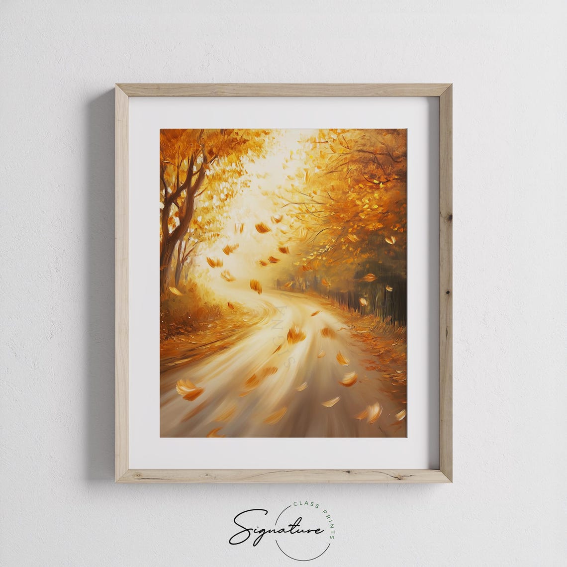 Windy Autumn Road With Swirling Golden Leaves Fall Scene Poster - Image 3