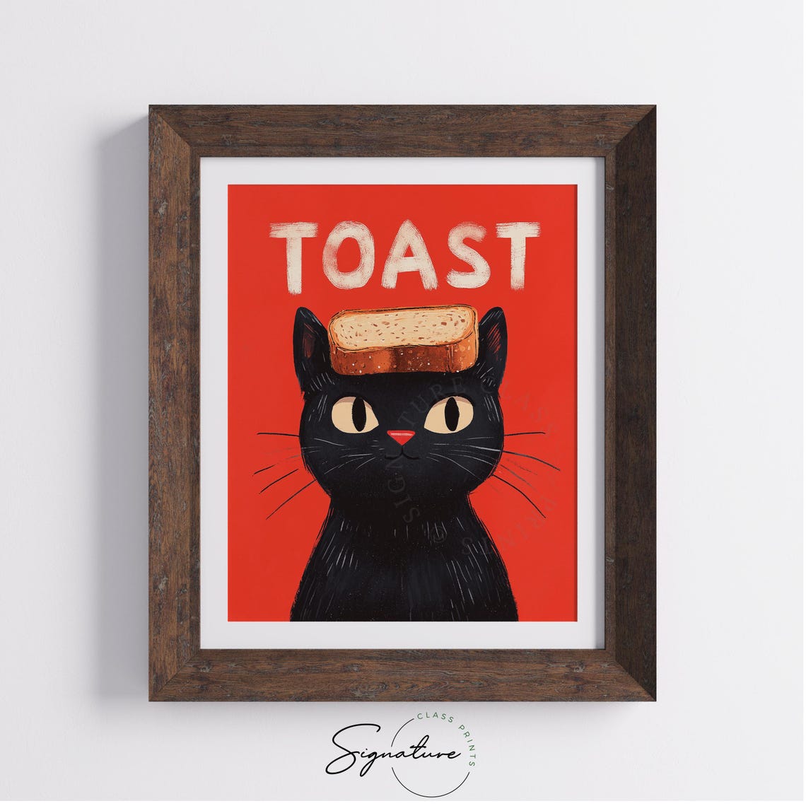 Quirky Toast Black Cat Balancing Toast On Head Funny Cat Poster - Image 4