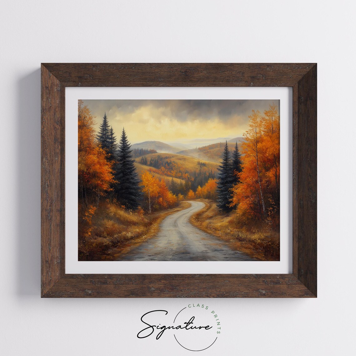 Winding Road Through Autumn Pines And Golden Trees Mountain Poster - Image 5