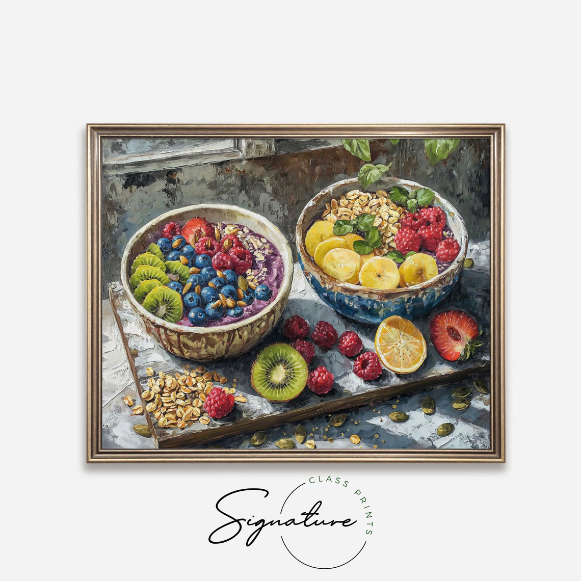 Colorful Acai Berry Bowls Fresh Fruit Breakfast Table Poster - Image 4
