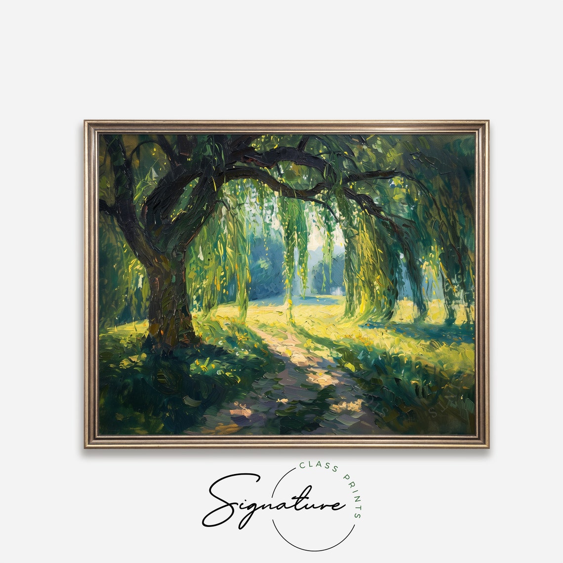 Grand Weeping Willow Over Sunlit Meadow Dappled Light Poster - Image 4