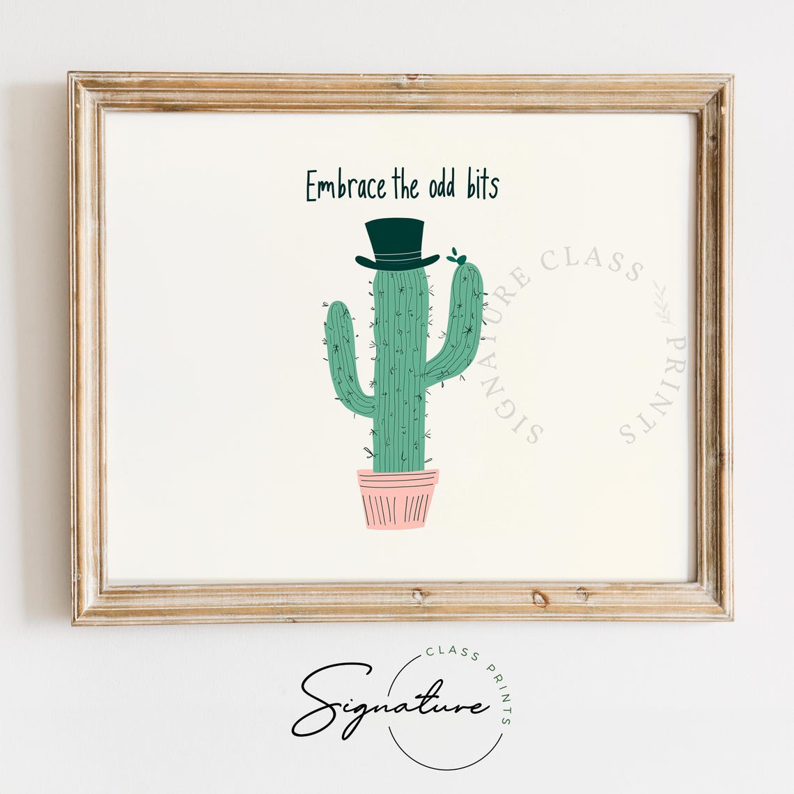 Embrace The Odd Bits Whimsical Cactus Wearing A Top Hat Wall Art