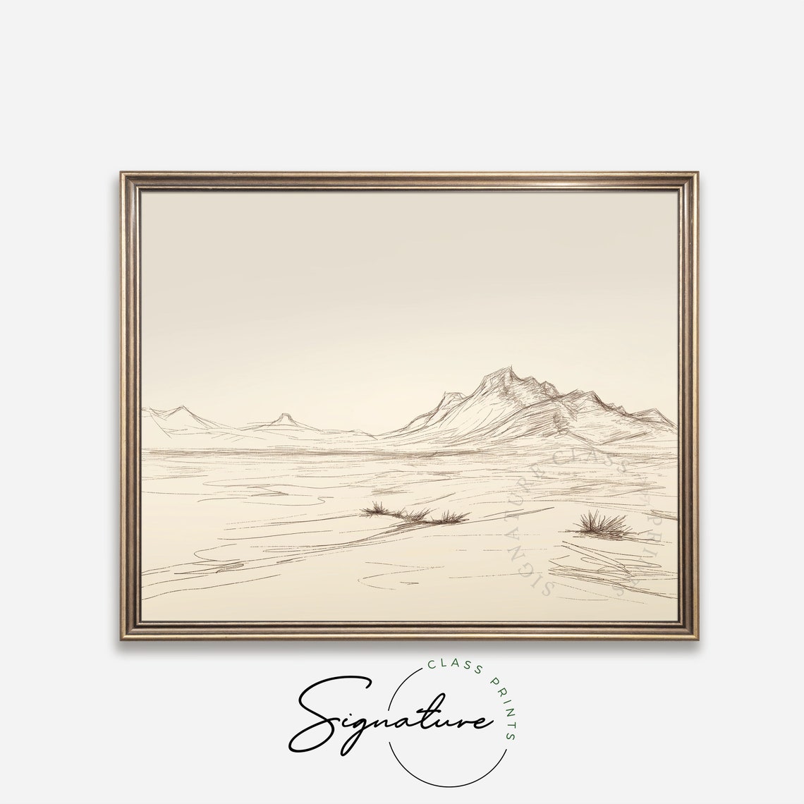 Desert Mountains Minimal Sepia Line Drawing Western Landscape Poster - Image 4