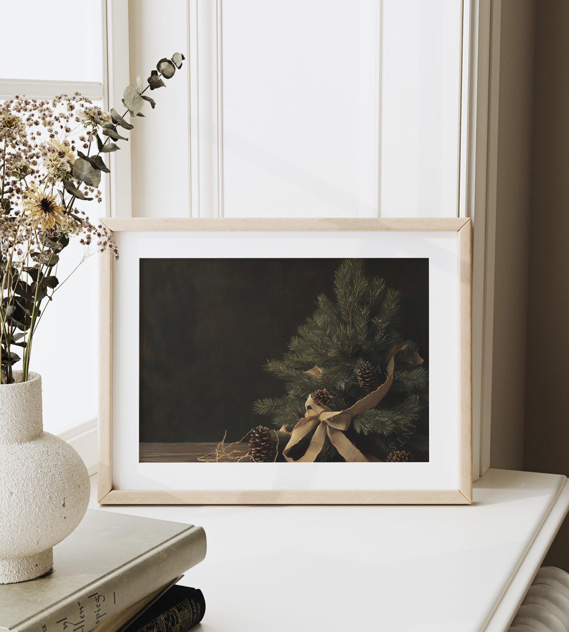 Pine Branch Bundle With Burlap Bow And Pinecones Rustic Poster - Image 6