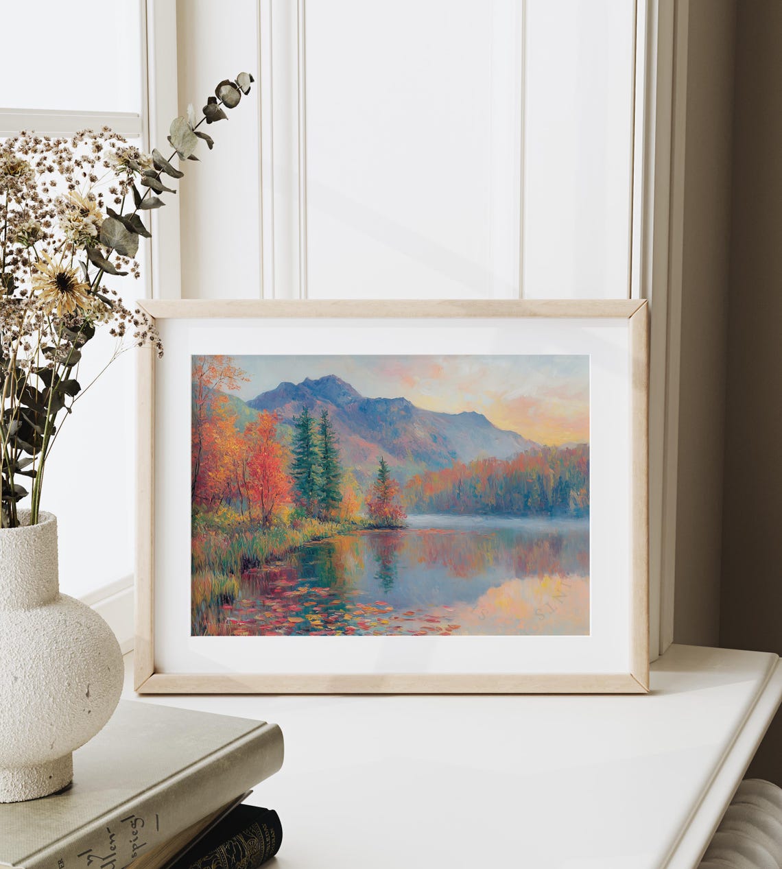 Mountain Lake Shimmering With Autumn Colors at Daybreak Poster - Image 6