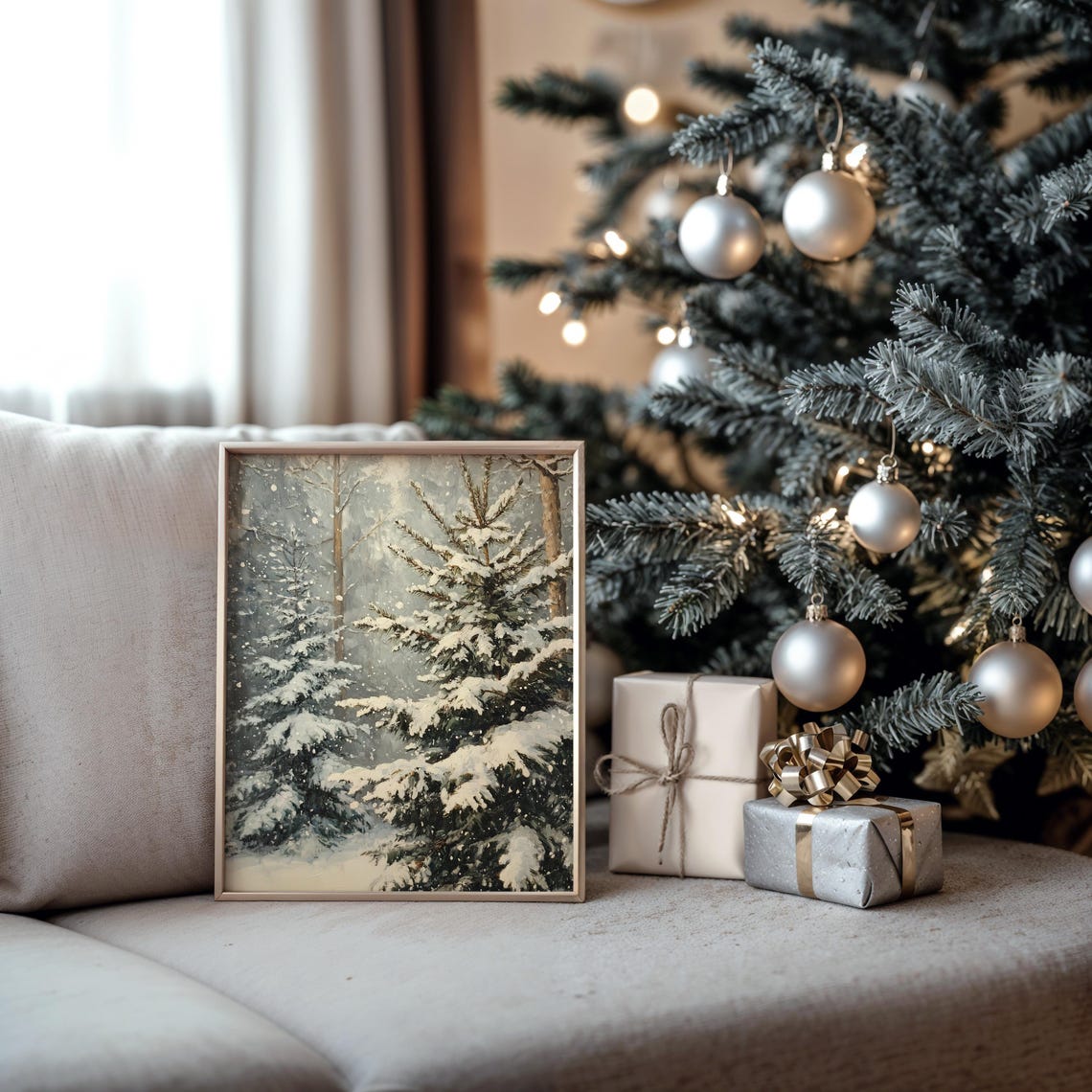 Dense Forest Of Spruce And Pine With Falling Snow Art Poster - Image 5