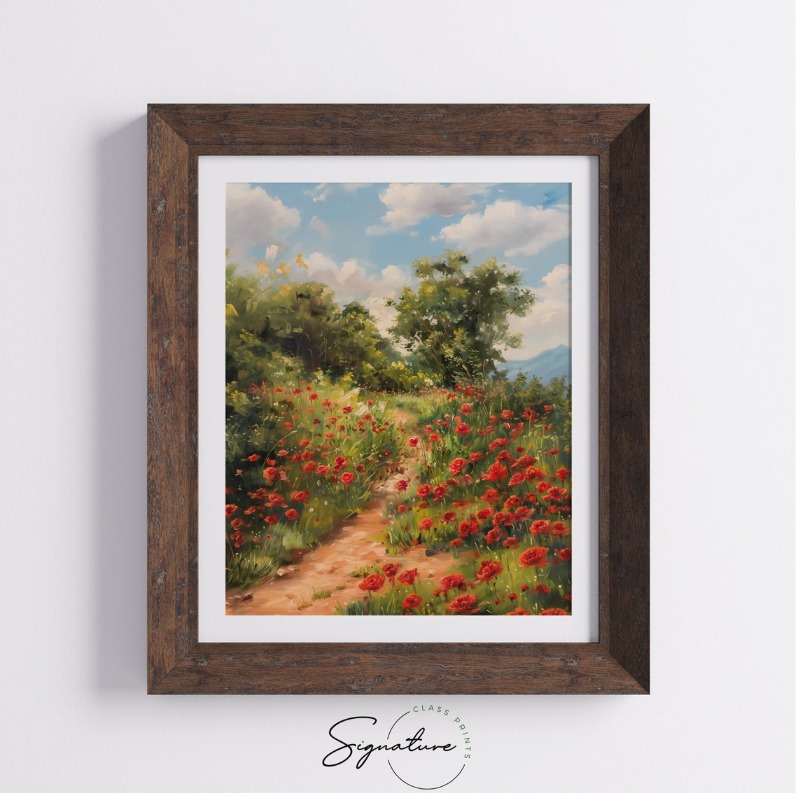 Red Poppy Field Country Path Summer Wildflower Walk Meadow Poster - Image 4