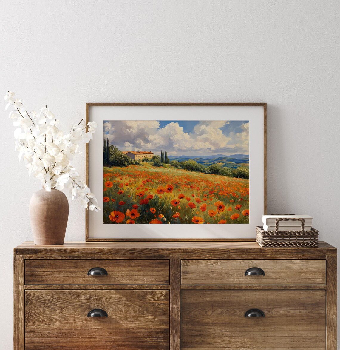 Vibrant Poppies In Provence Farmhouse Field Summer Landscape Art Poster - Image 3