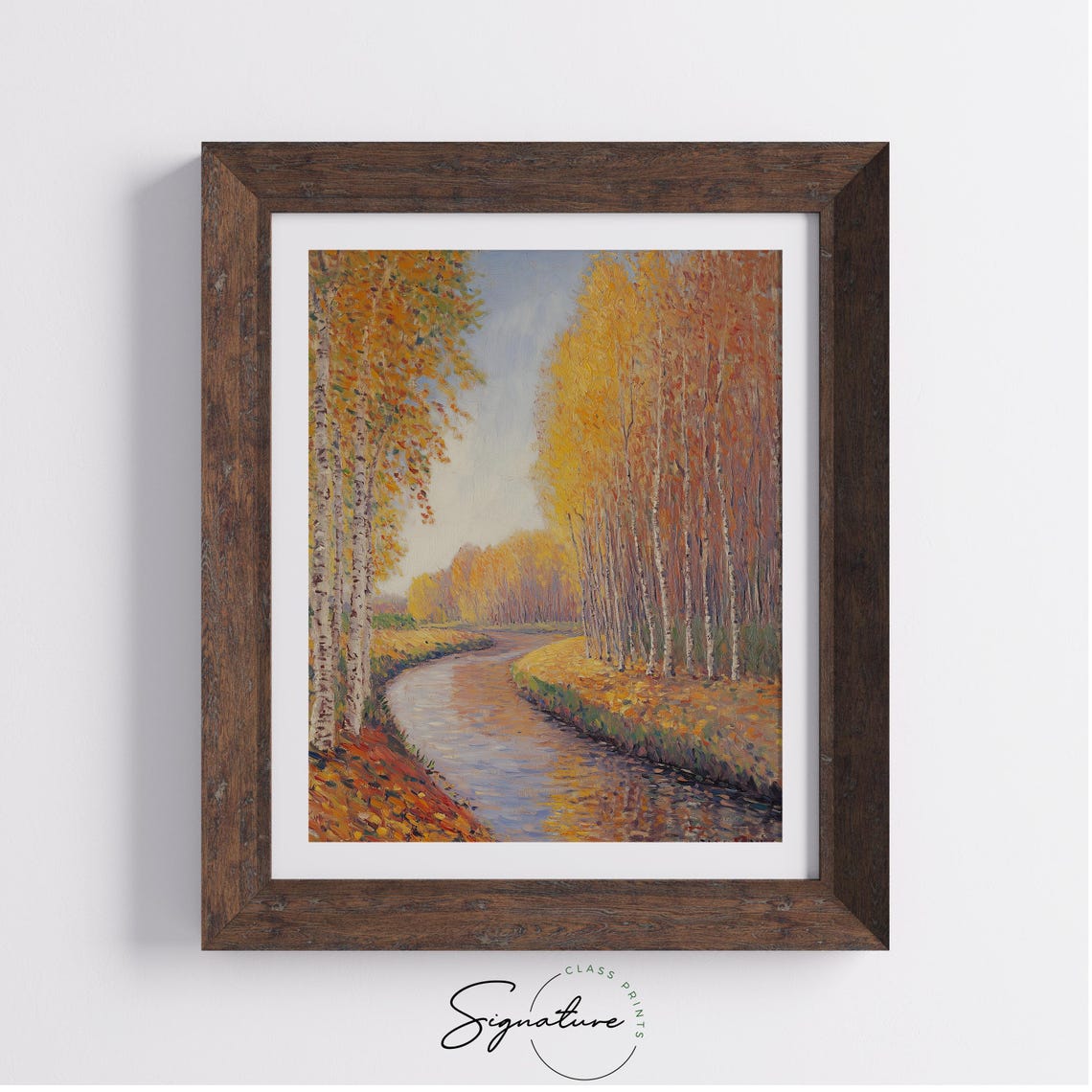 Tall Birch Trees Lining a Meandering River in Glorious Autumn Poster - Image 4