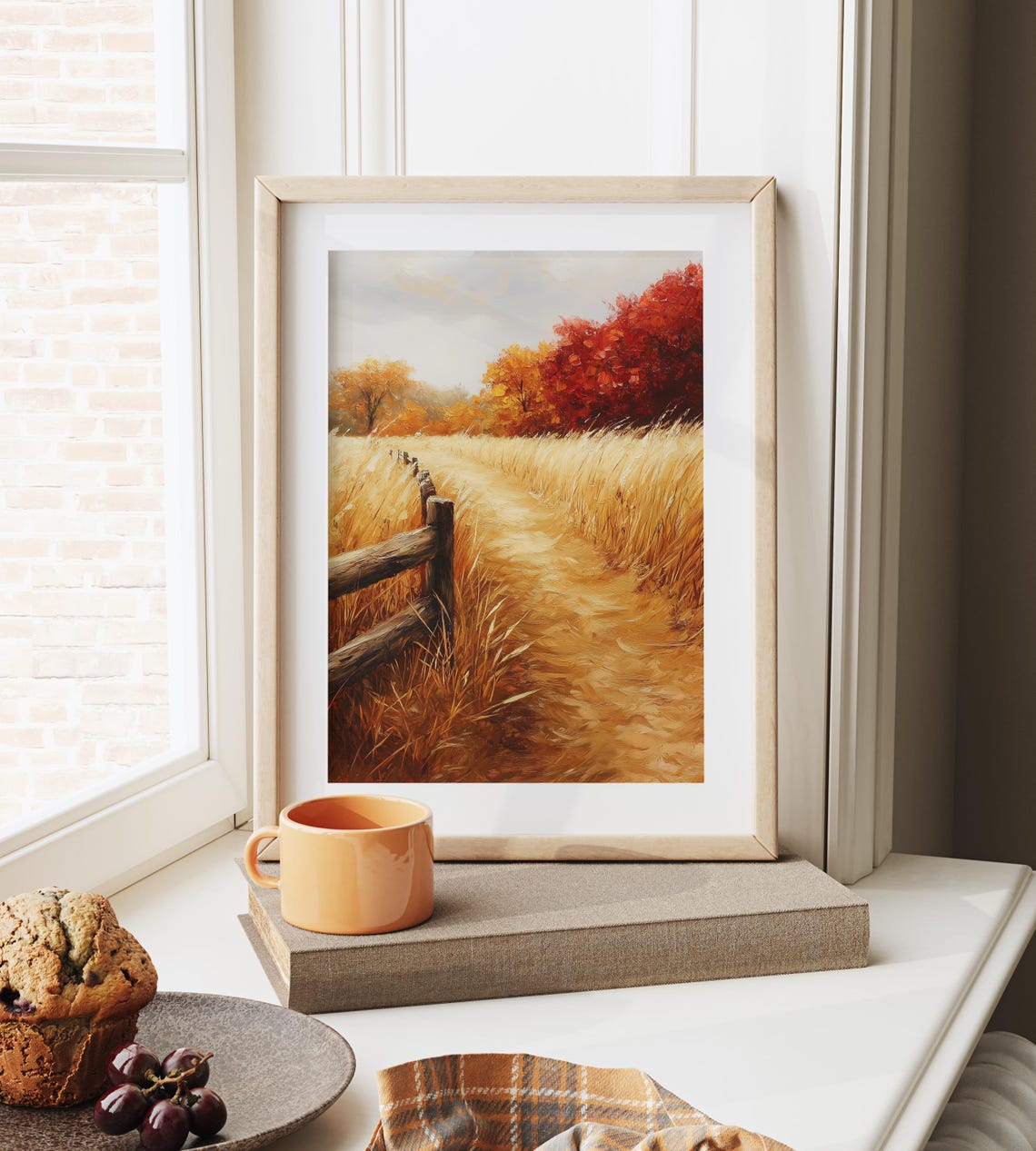 Winding Golden Wheat Path with a Wooden Fence in Autumn Poster - Image 6