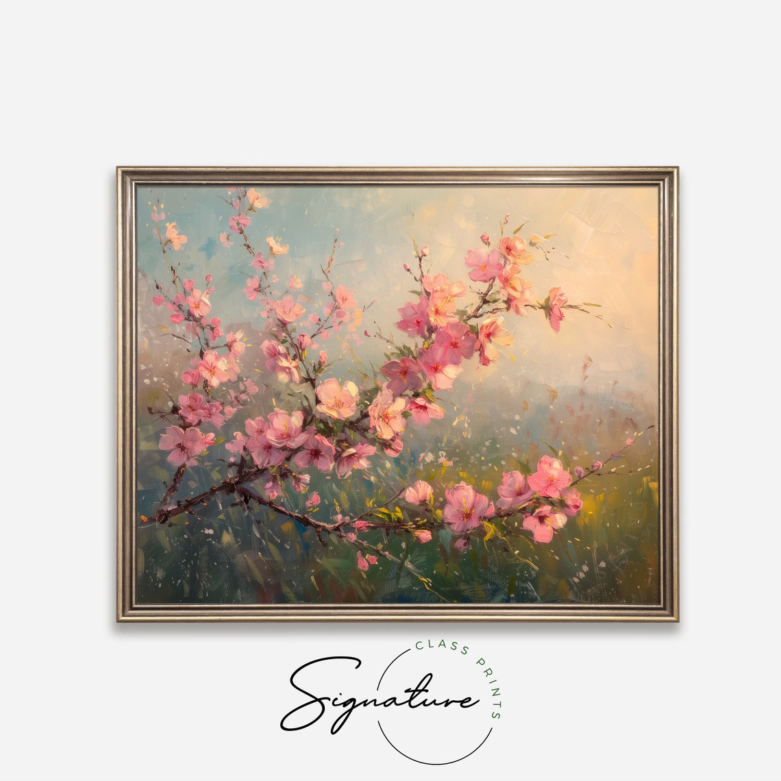 Delicate Pink Peach Blossom Branches Soft Morning Light Poster - Image 4