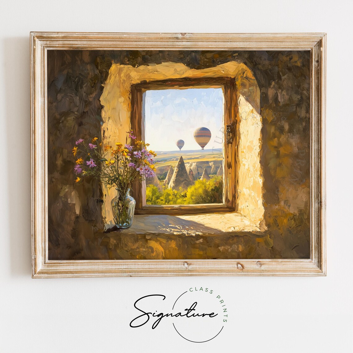 Cappadocia Cave Window With Hot Air Balloons, Travel Poster
