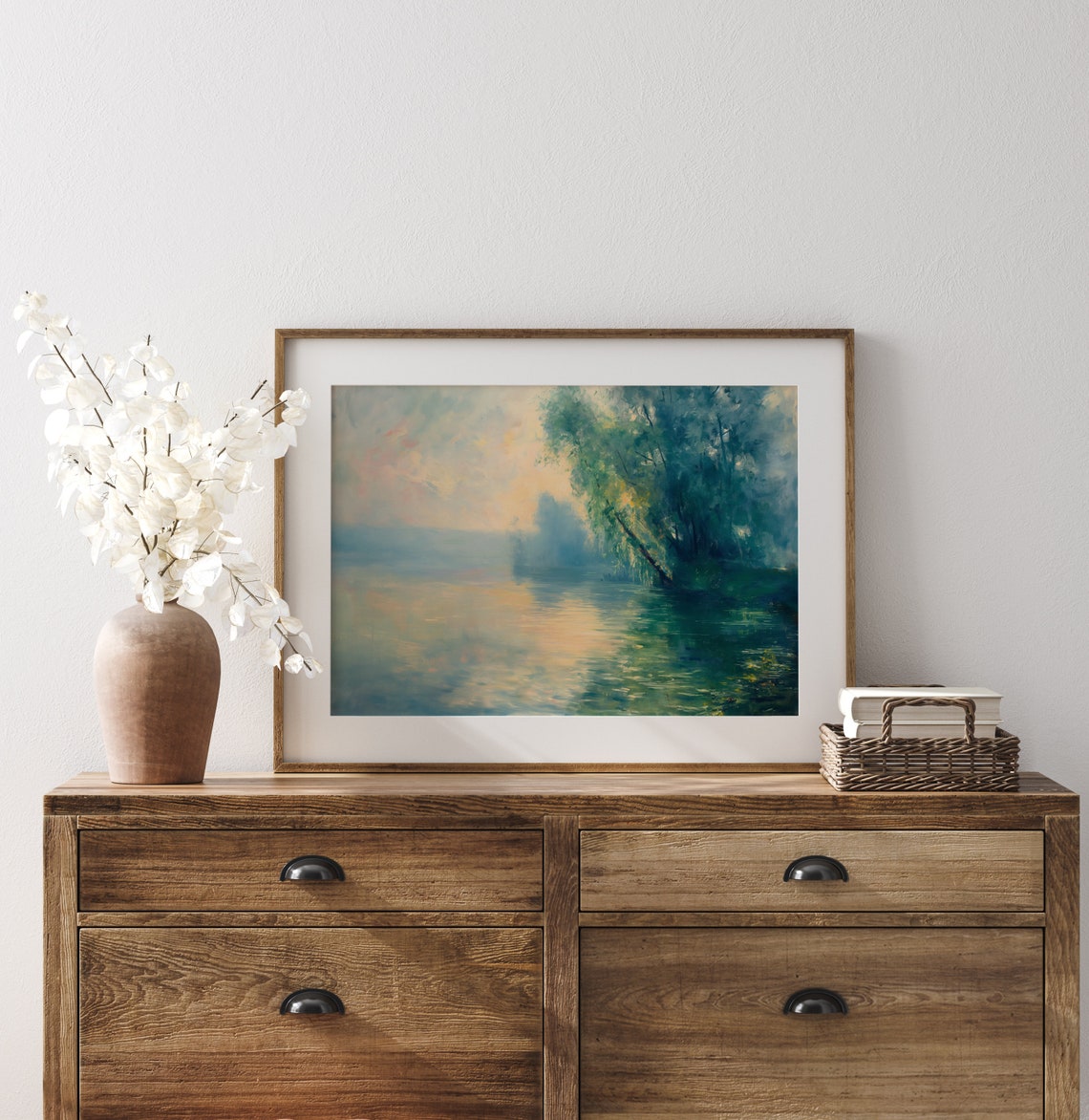 Seine Near Giverny Sunset Willows Golden Calm River Water Poster - Image 3