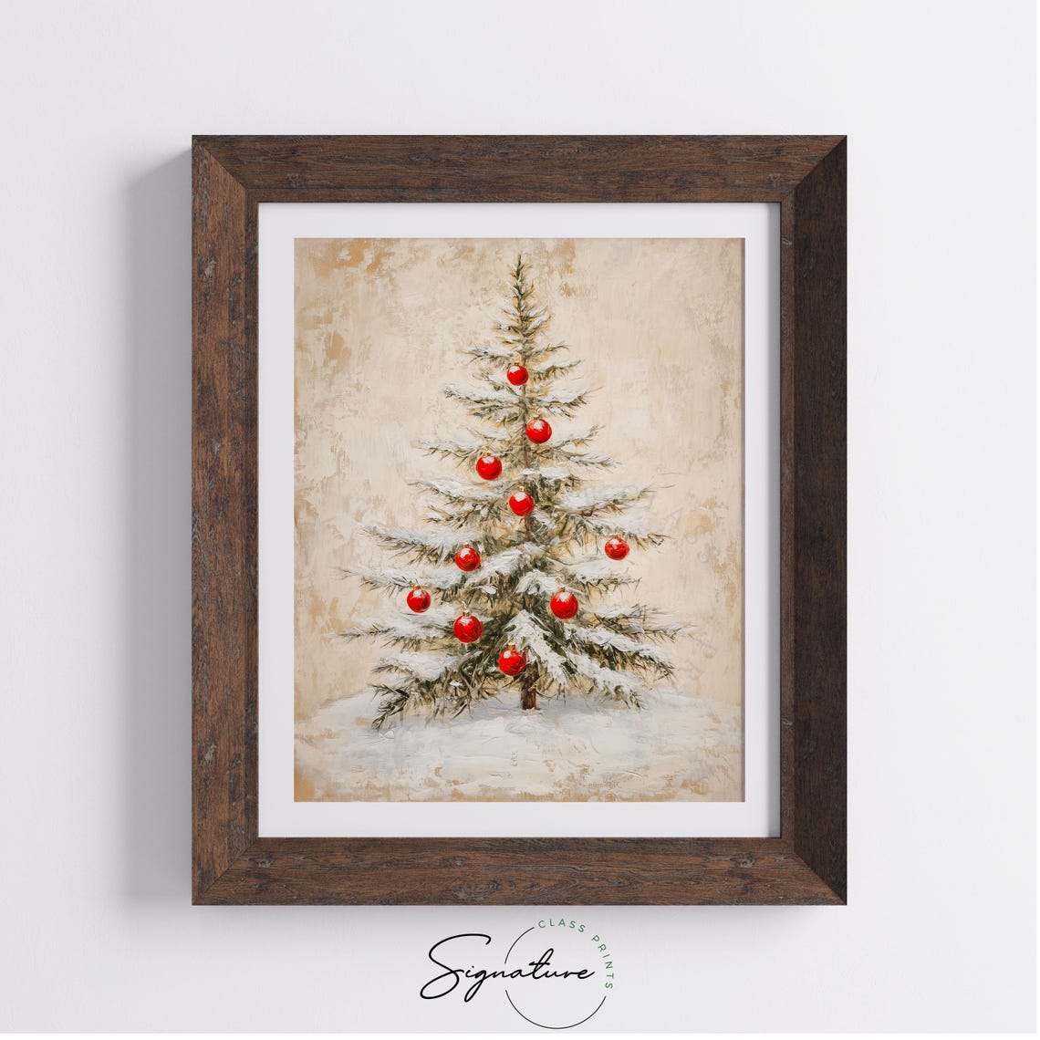 Minimalist Snowy Christmas Tree with Red Baubles Holiday Poster - Image 3