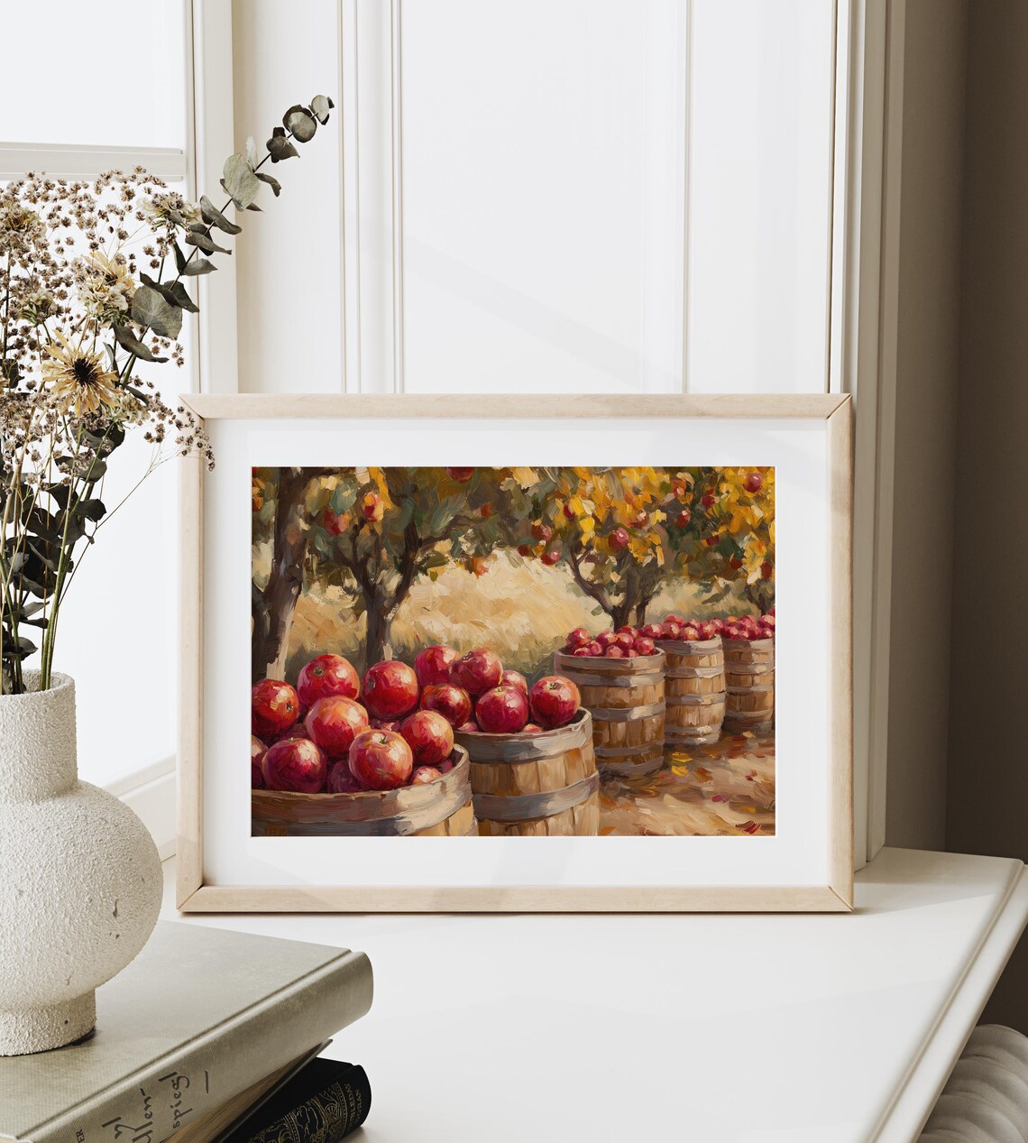 Apple Harvest Barrels Painting Red Apples Orchard Rustic Fall Decor Poster - Image 6