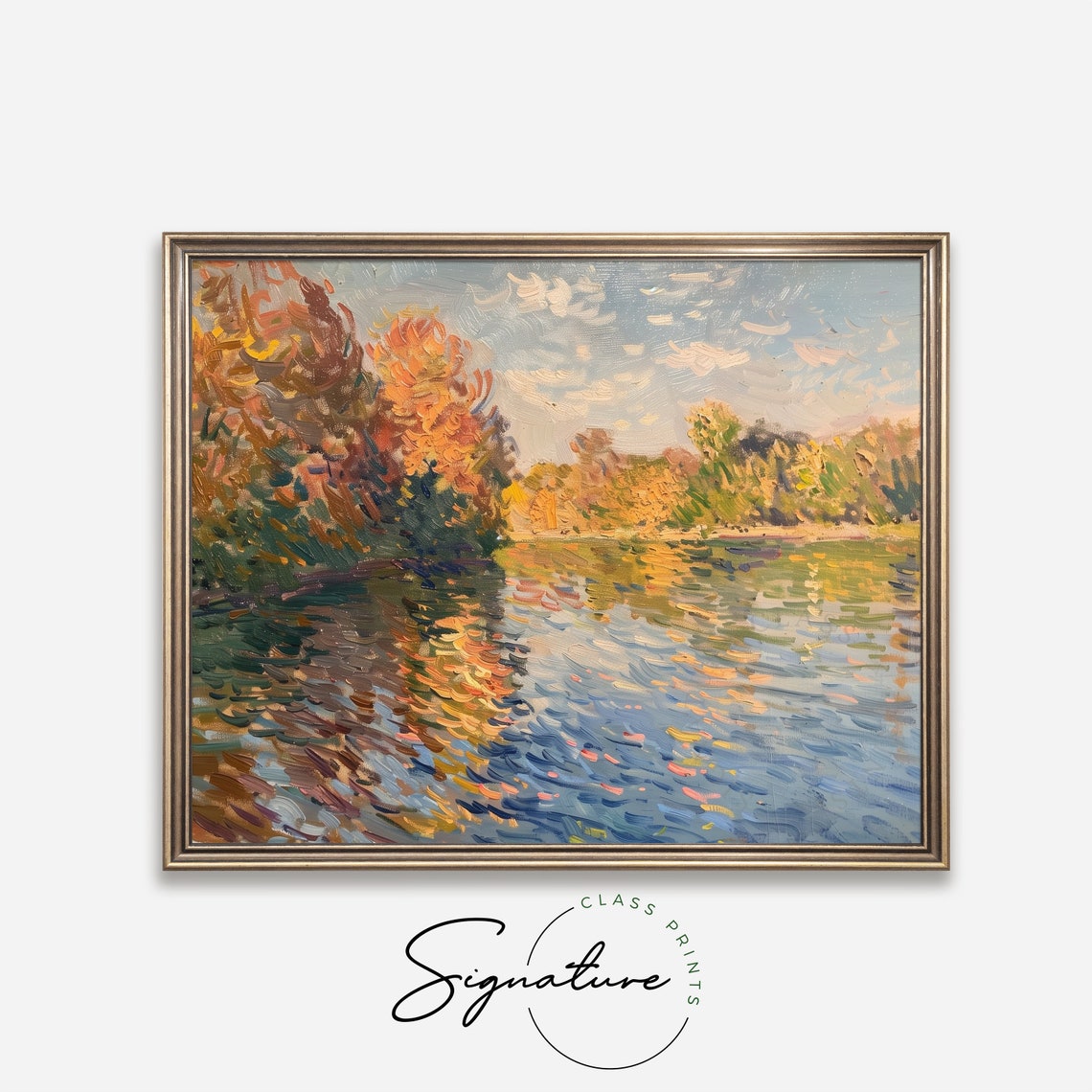 Scenic Autumn River With Golden Trees Calm Reflective Water Poster - Image 4