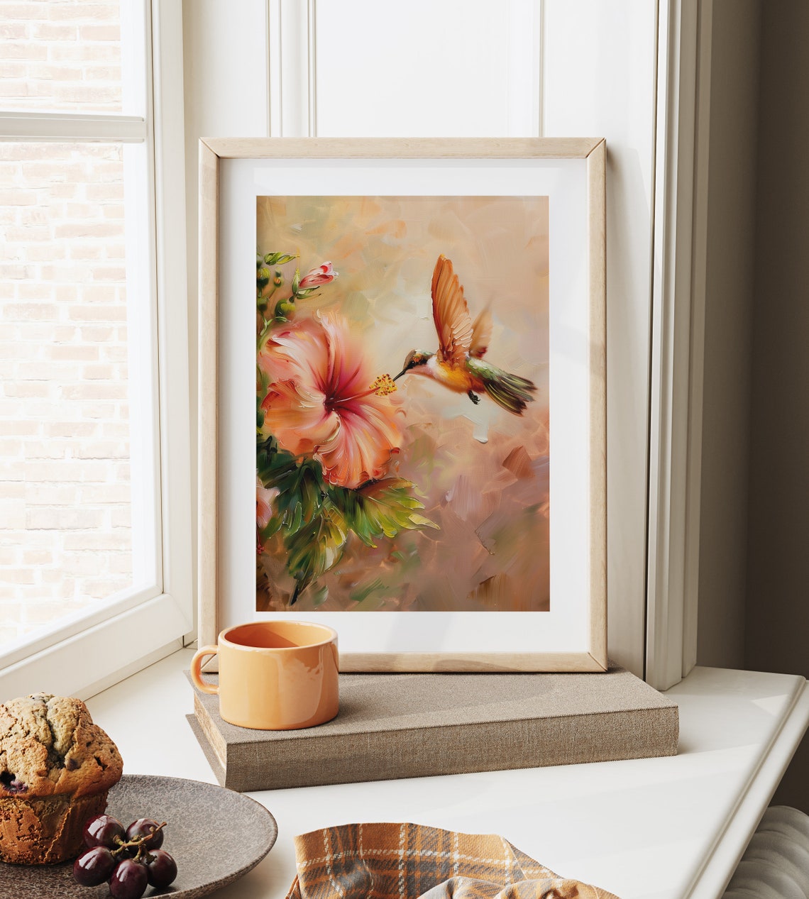 Tiny Hummingbird Sipping Nectar from Pink Hibiscus Flower Poster - Image 6