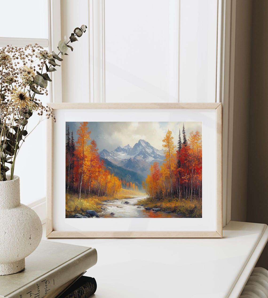 Autumn Aspen Trees Mountain Stream Oil Painting Forest Poster - Image 6