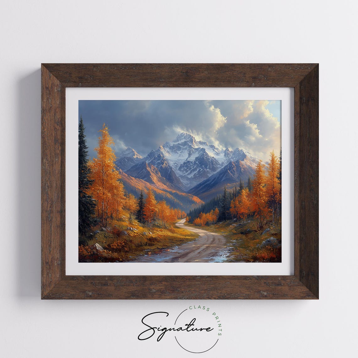 Autumn Mountain Road Aspen Trees Snowy Peaks Fall Landscape Wall Art - Image 5