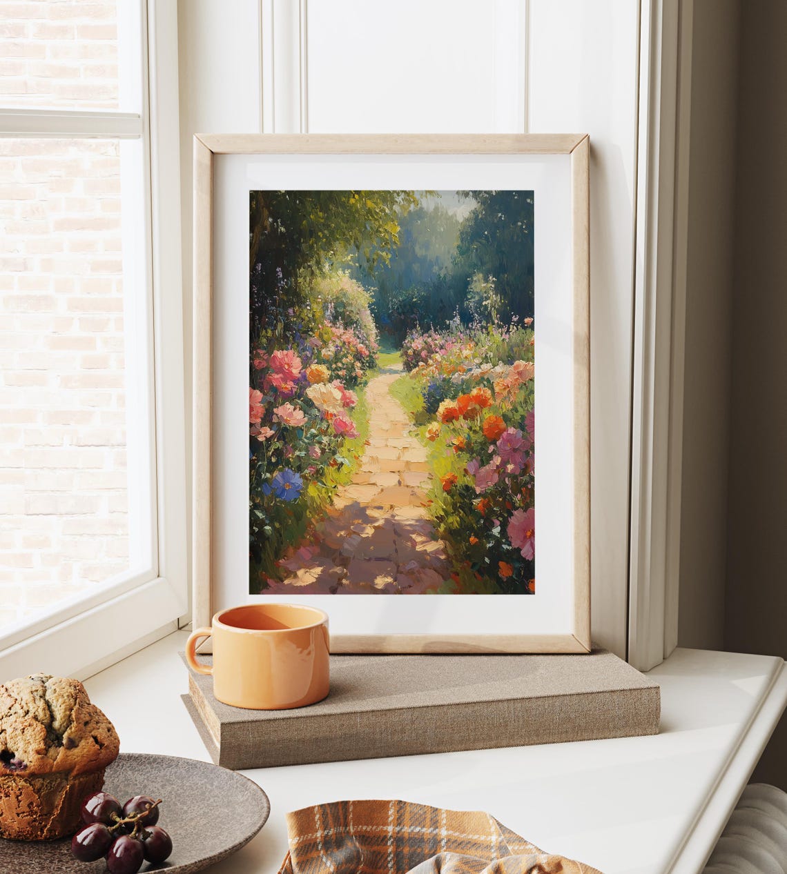 Colorful Flower Lined Garden Path Shady Summer Retreat Poster - Image 4