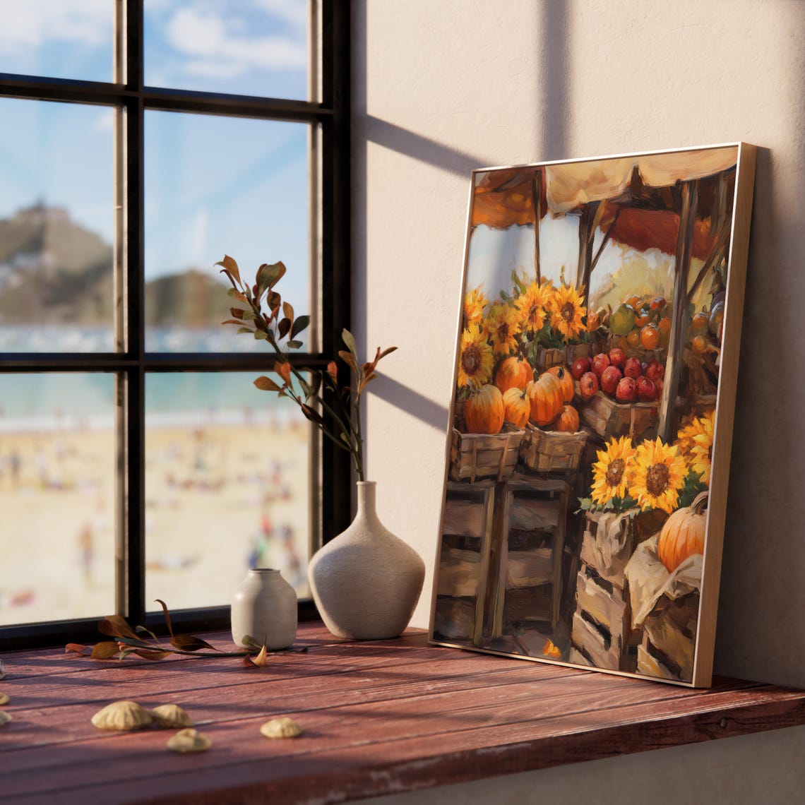 Sunflowers Pumpkins And Apples At Fall Harvest Market Poster - Image 5