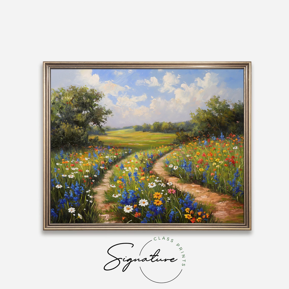 Wildflower Meadow With Winding Path Impressionist Summer Poster - Image 4
