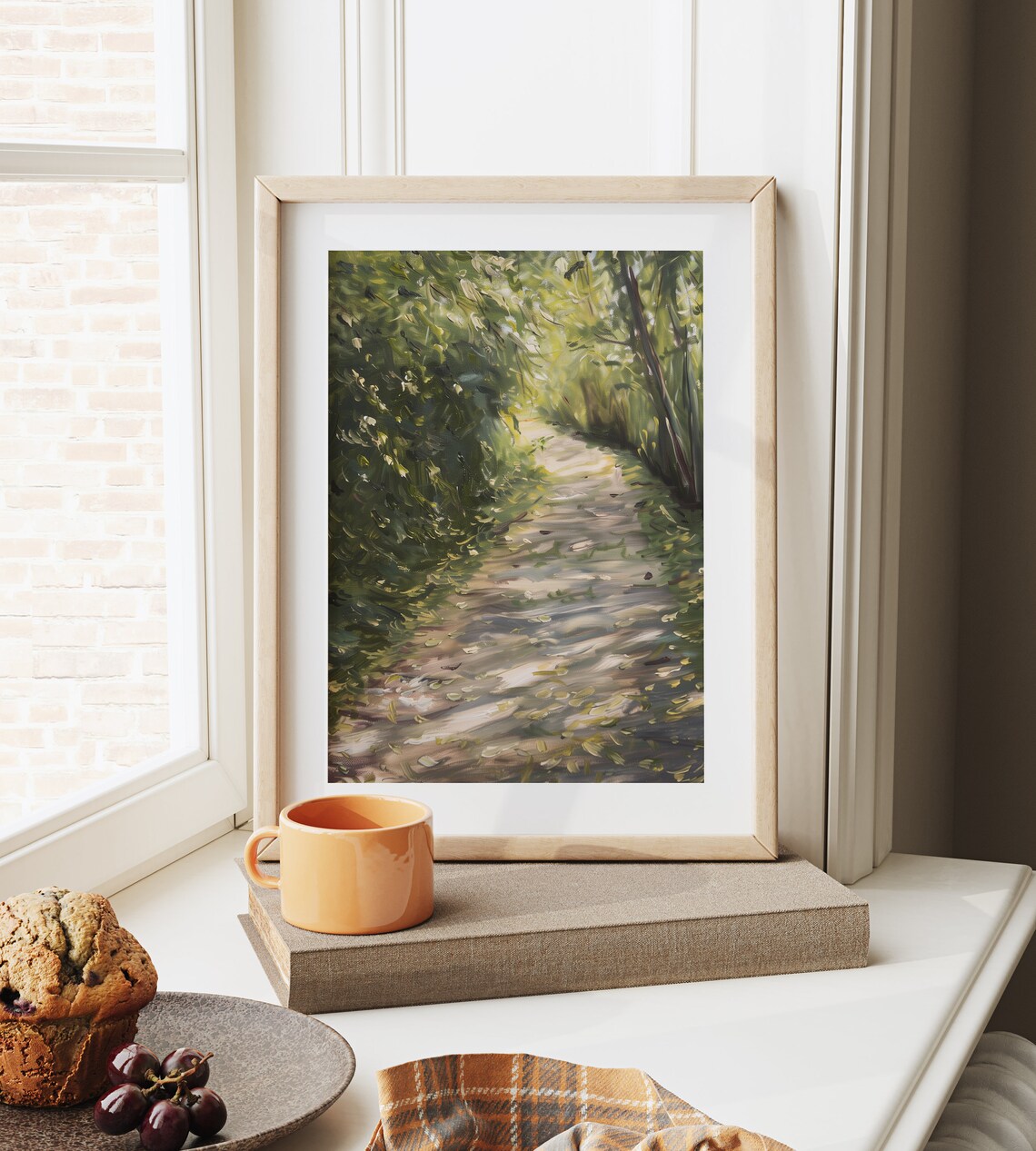 Sunlit Forest Footpath Summer Leaves Green Woods Walk Nature Oil Poster - Image 6