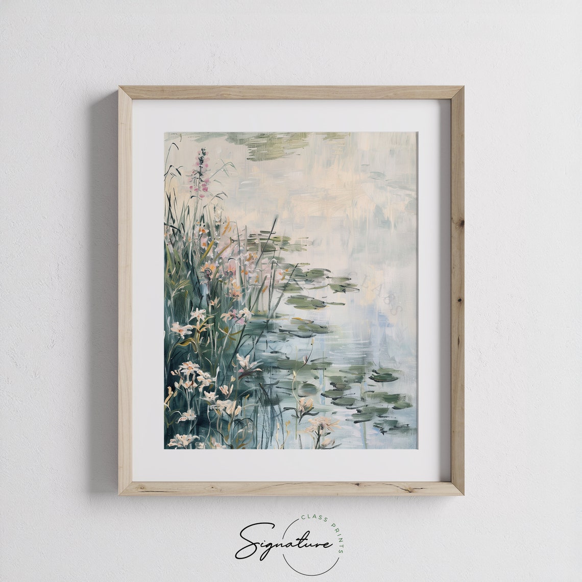 Garden Pond Water Lilies Floral Waterscape Tranquil Art Print - Image 3
