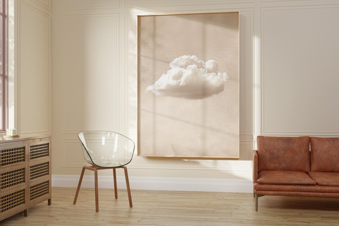 Minimalist Cloud Poster, Scandinavian Neutral Abstract - Image 2