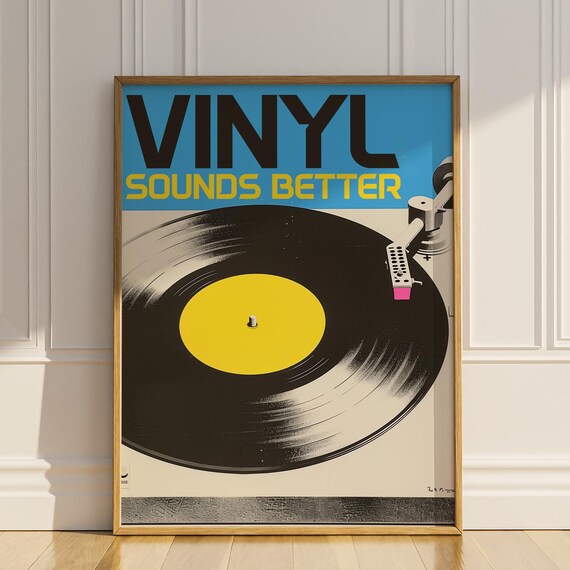 Vinyl Sounds Better Retro Turntable Pop Art Music Room Poster