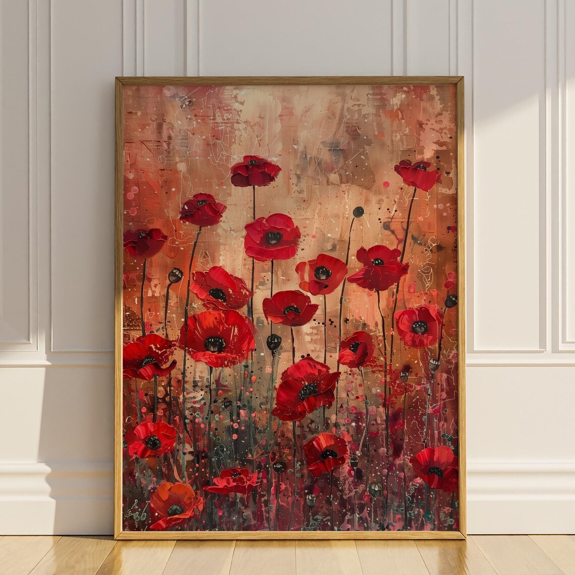 Poppy Flowers Vintage Floral Art Print