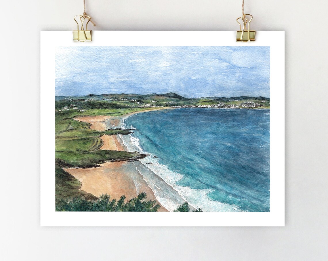 Portsalon Ireland Watercolor Travel Poster, Donegal