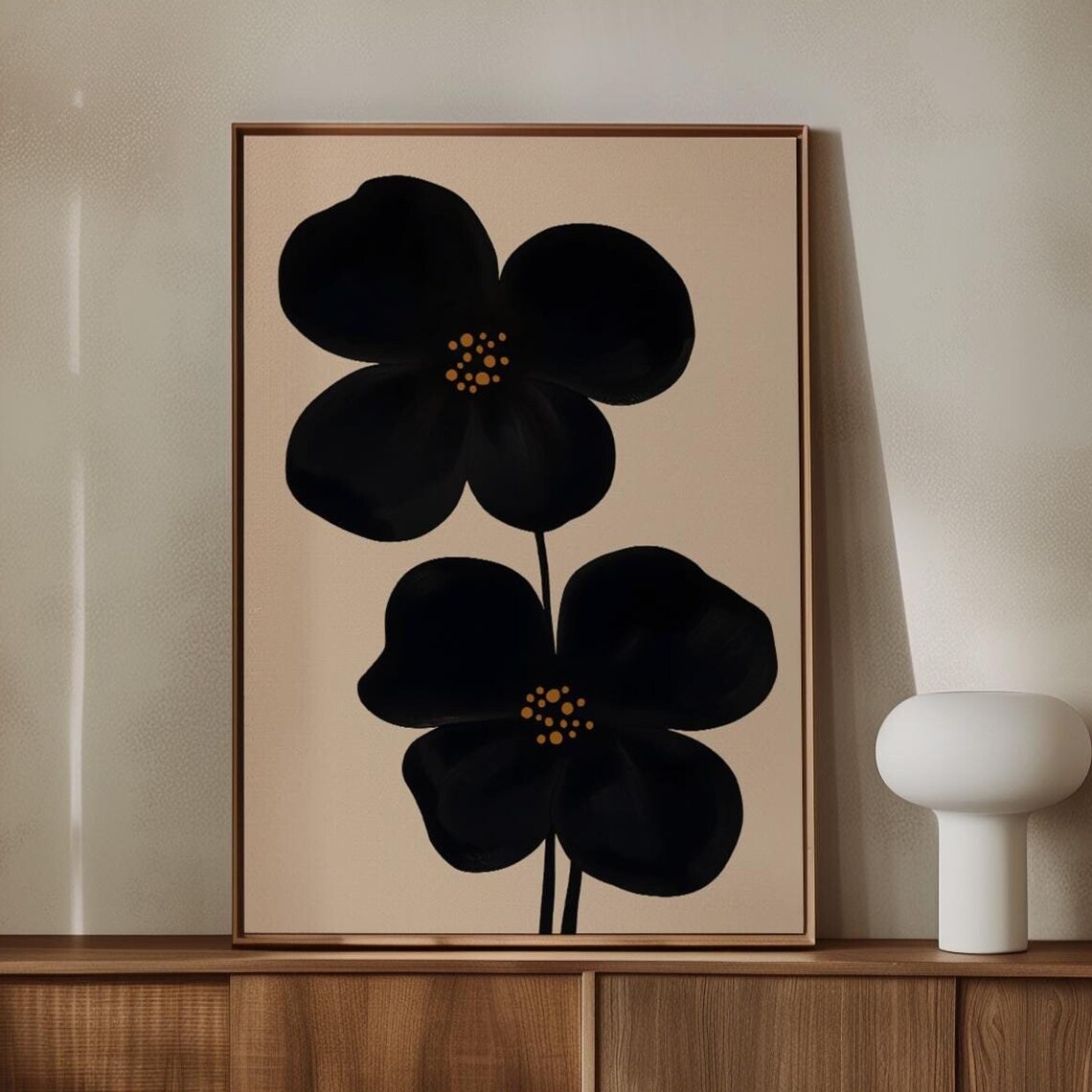 Moody Black Floral Gold Accent Abstract Blooms Gallery Poster - Image 7