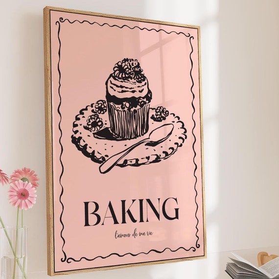 Baking Print Lamour De Ma Vie Series Unframed Kitchen Wall Art Decor Baker Gift Food Dessert Line Art