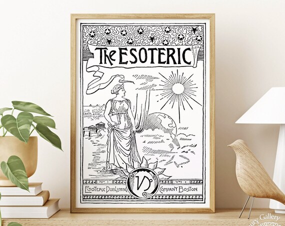 The Esoteric Magazine Cover Vintage Occult Sun Goddess Line Art Poster
