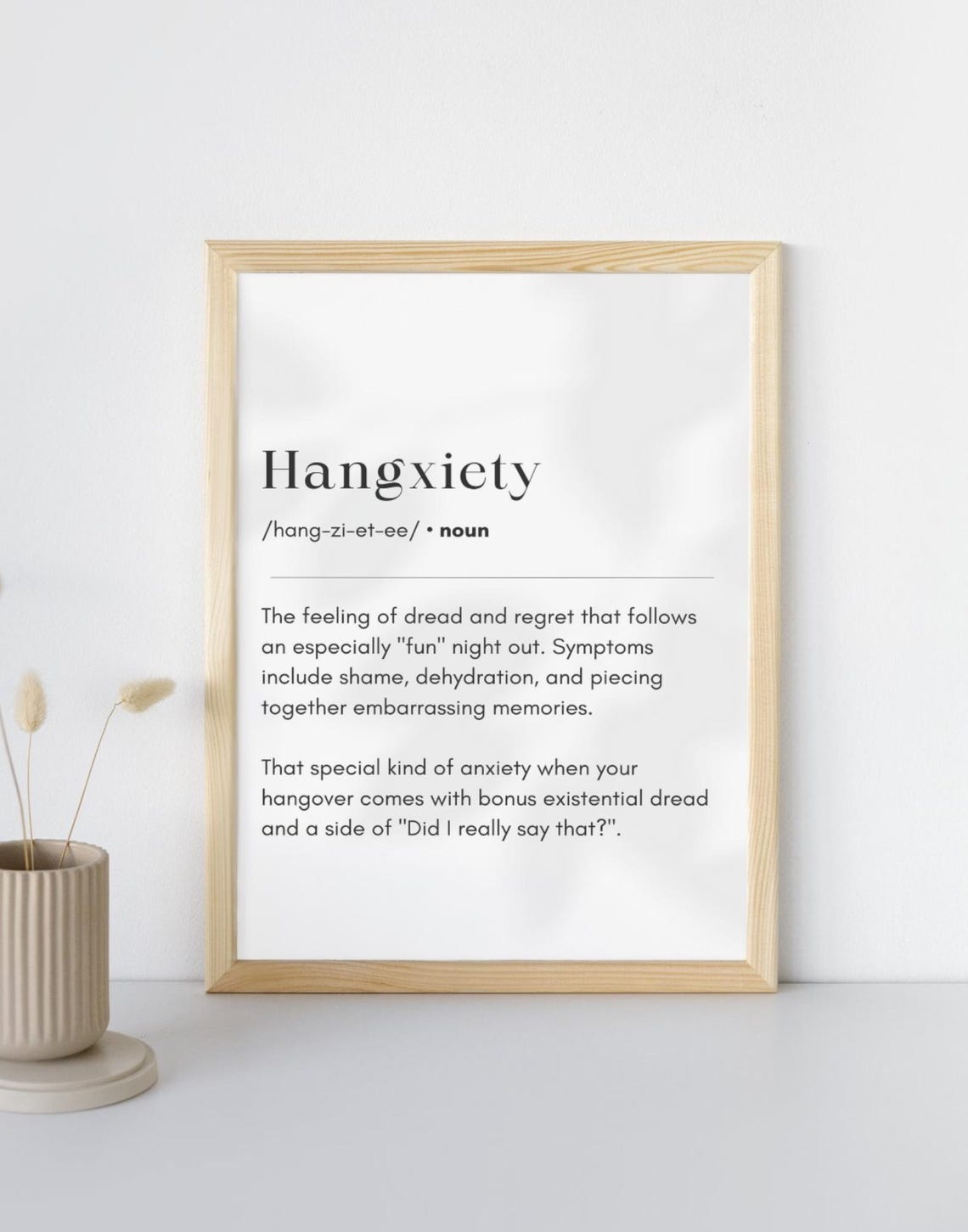 Hangxiety Definition Dictionary Style Funny Drinking Humor Gift Poster - Image 2