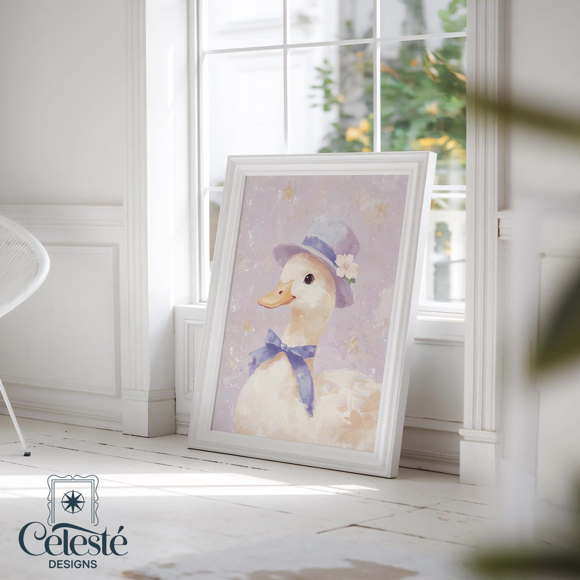 Duck With Top Hat Print Whimsical Nursery Art