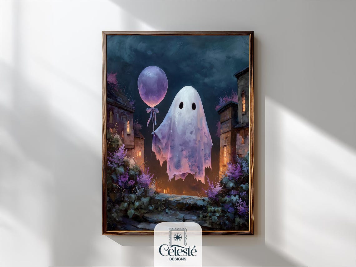 Haunted House Print Whimsical Halloween Wall Art