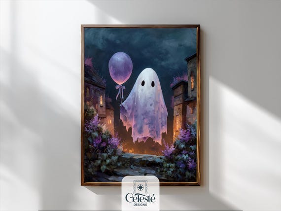 Haunted House Print Whimsical Halloween Wall Art