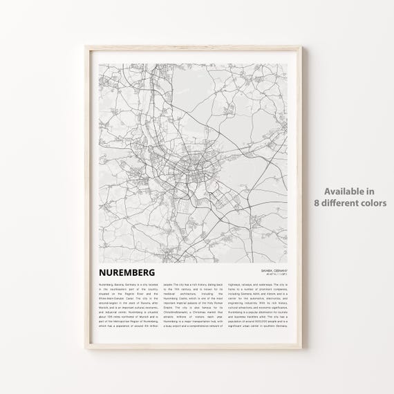 Nuremberg Map Print, Bavaria Travel Poster
