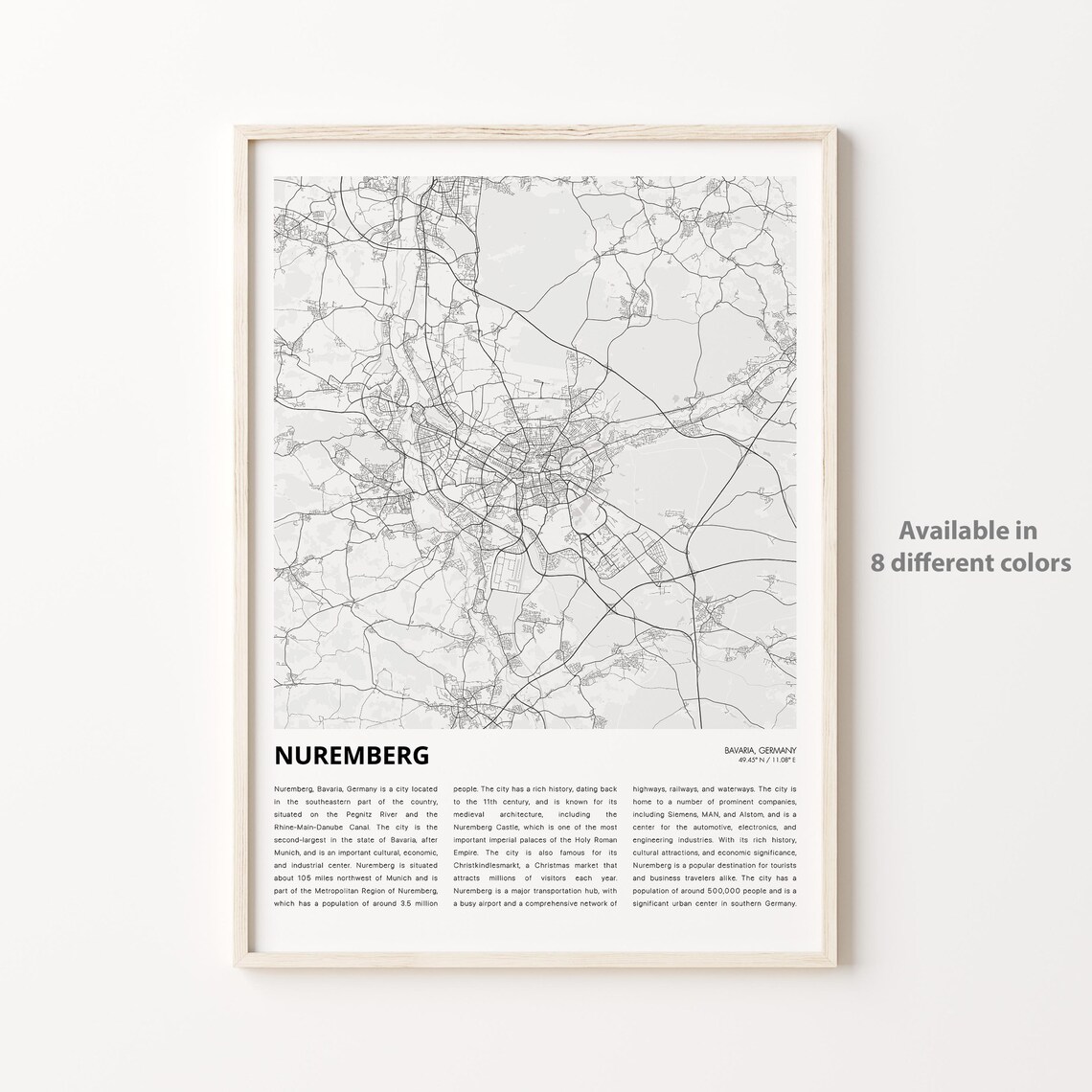 Nuremberg Map Print, Bavaria Travel Poster