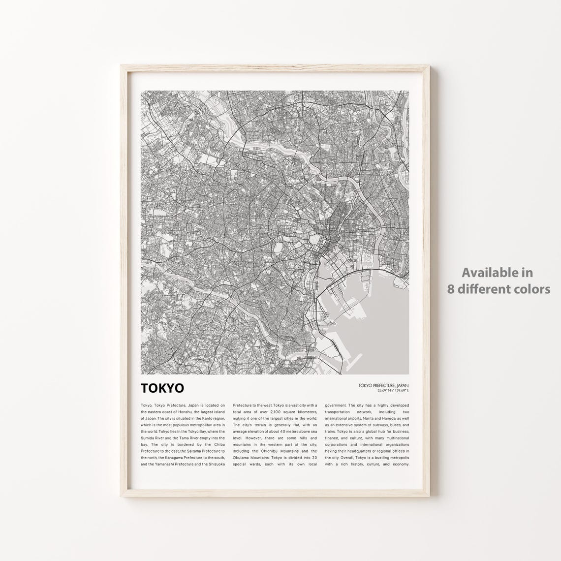 Tokyo Japan Minimalist City Street Map Line Art Decor Wall Poster