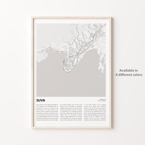 Suva Fiji Island Capital Minimalist Street Map Travel Poster