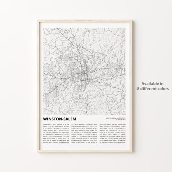 Winston-Salem North Carolina City Map Minimalist Poster Decor