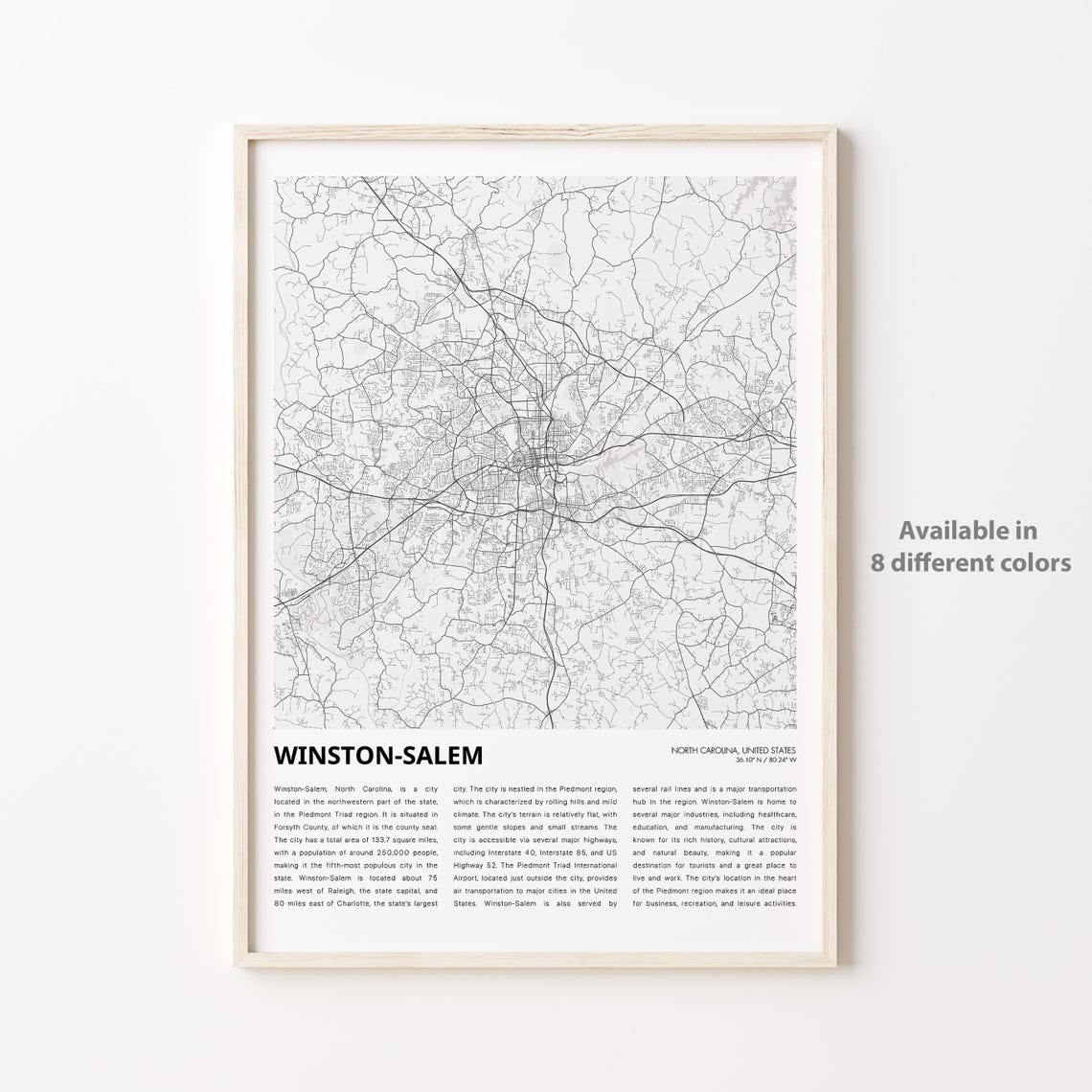 Winston-Salem North Carolina City Map Minimalist Poster Decor