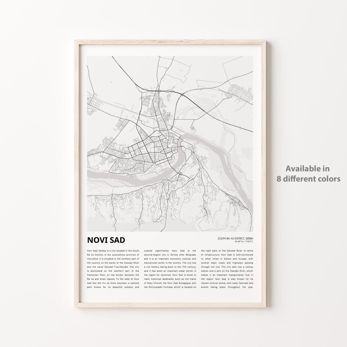 Novi Sad Serbia City Street Map Minimalist Travel Art Poster