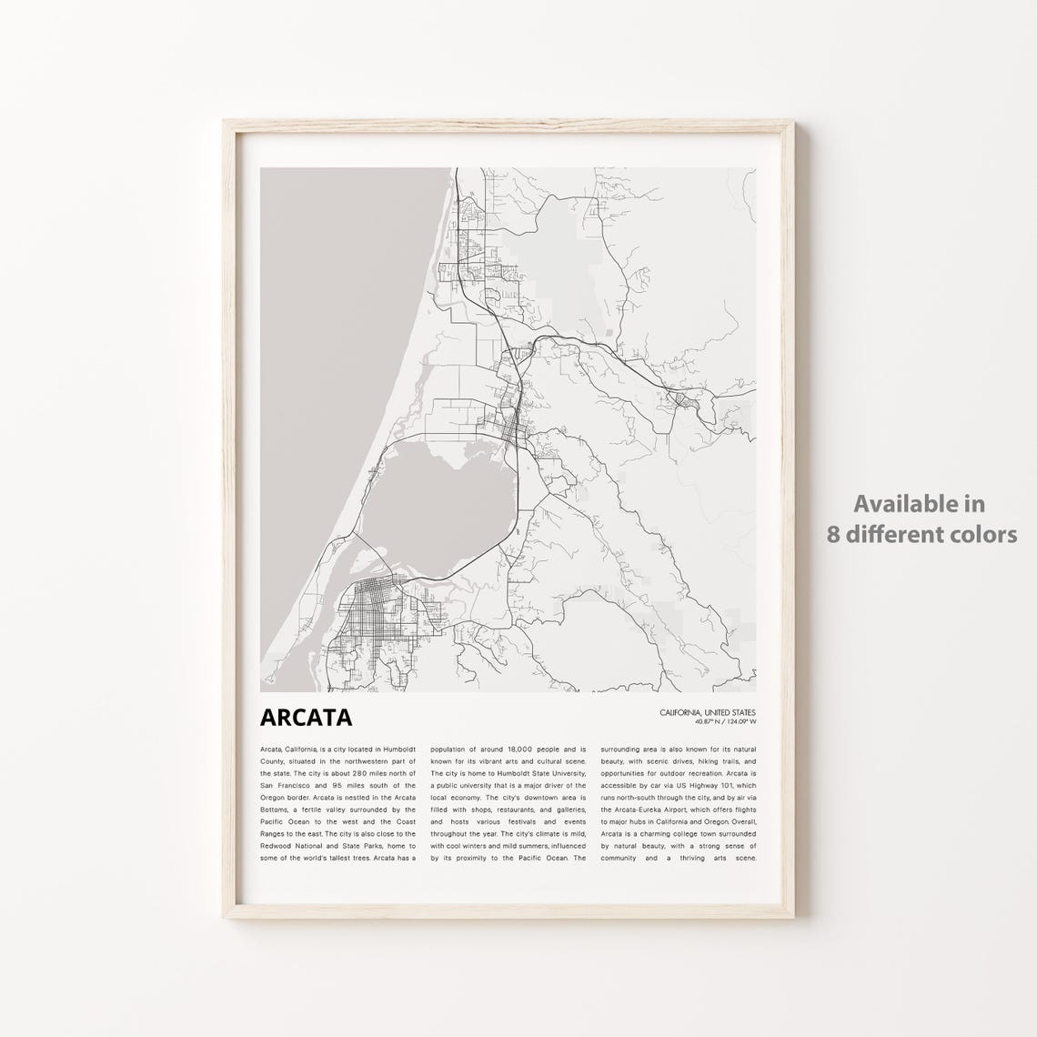 Arcata Map Print Travel Wall Decor Art Housewarming Gift