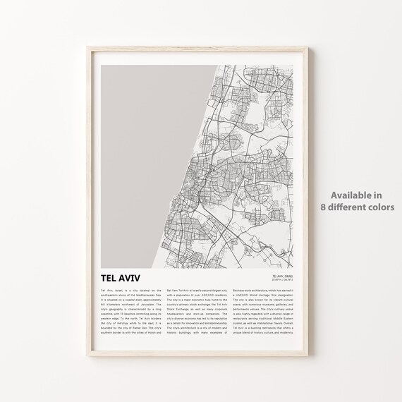 Tel Aviv Israel Minimalist Mediterranean City Map Art Poster