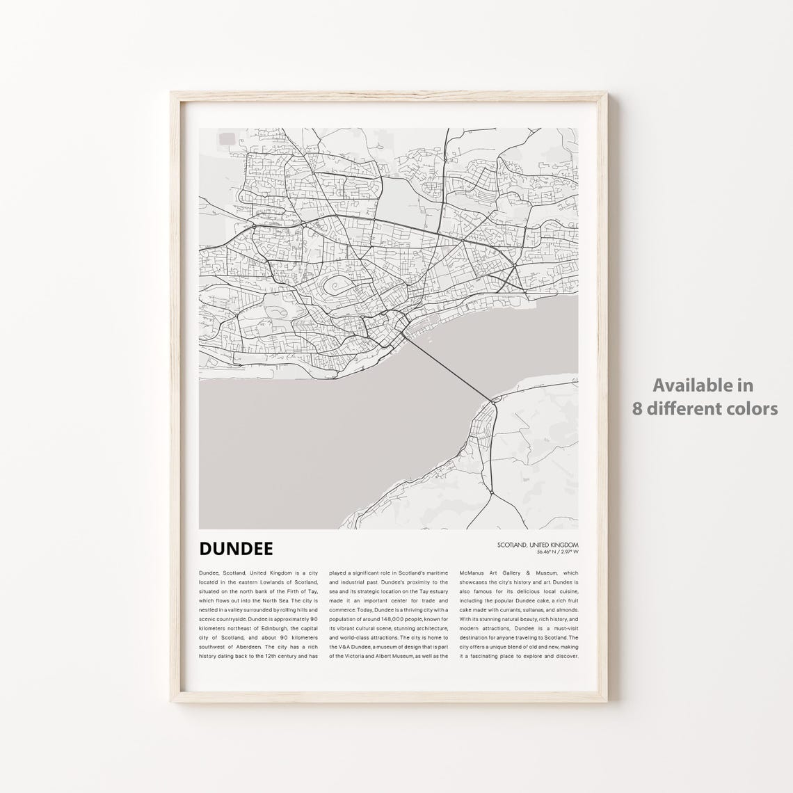 Dundee Scotland Minimalist Riverside City Street Map Art Poster