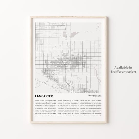 Lancaster Map Print Travel Wall Decor Art Housewarming Gift